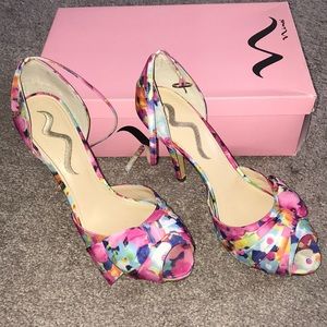 Floral Heels with ankle strap